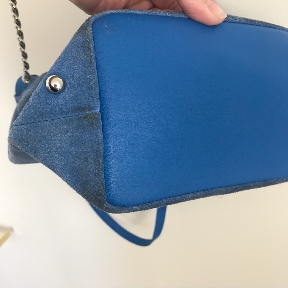 3/$15 Sam Edelman light blue suede and silver studded crossbody purse - Picture 4 of 13
